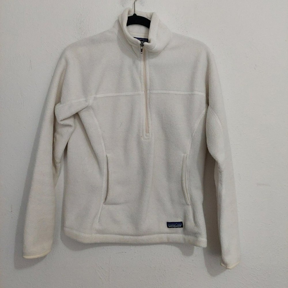 Patagonia Synchilla Fleece Sweater Women's Sz S Off White 1/4 Zip Pullover Adult